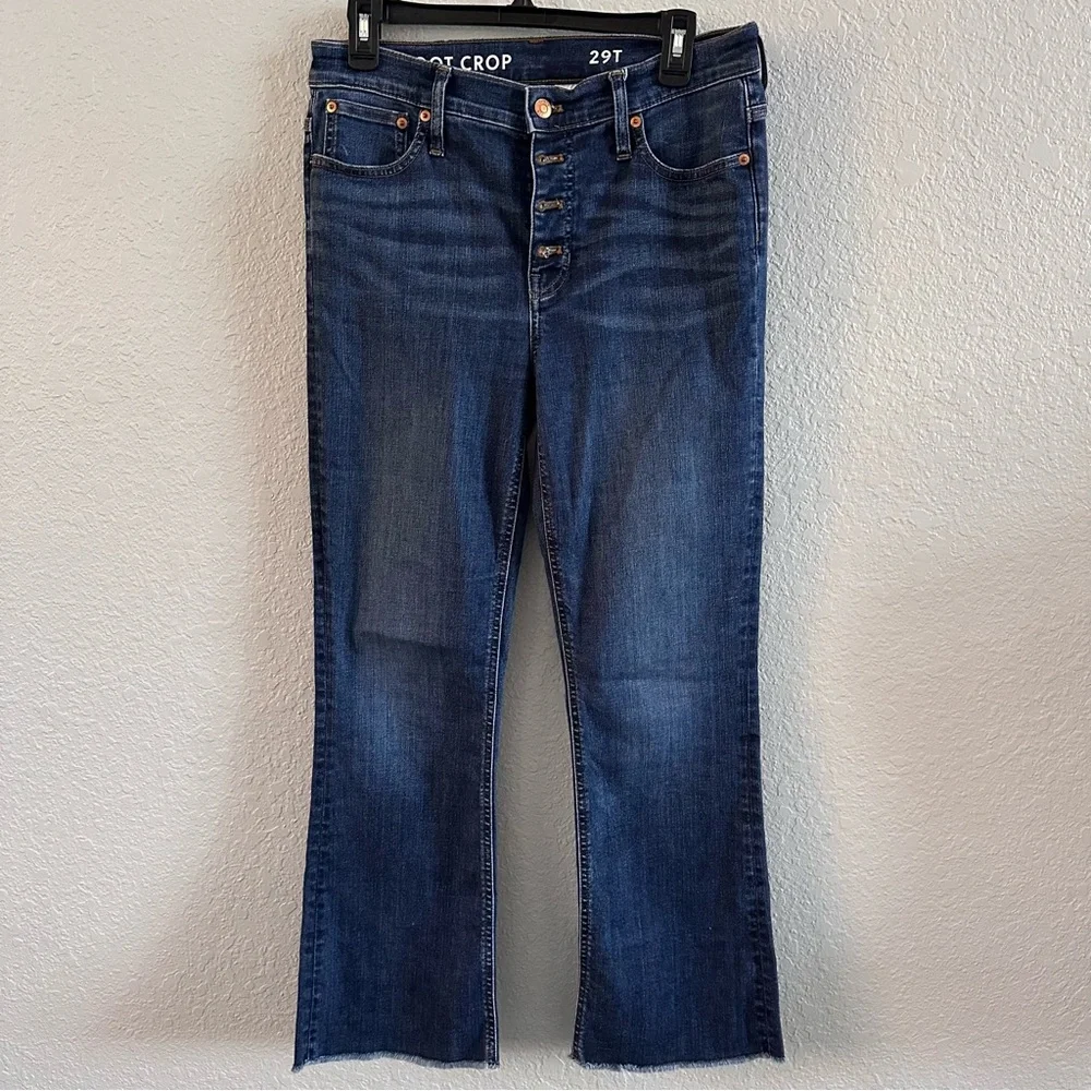 J.Crew Dark Wash Demi Boot Crop Jeans – Raw Hem, Bottom Fly, Size 29‎ Tall